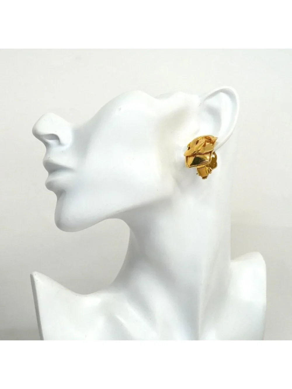 Chanel Earrings Vintage CC Logo Gold Plated